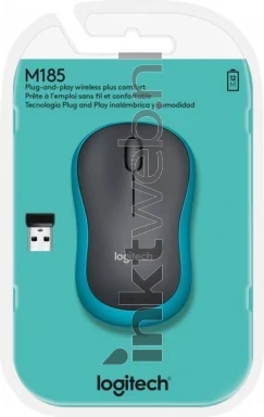 Logitech Muis M185 Wireless blauw Front box