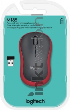 Logitech Muis M185 Wireless rood Front box