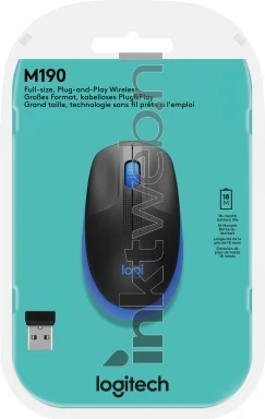 Logitech Muis M190 Wireless blauw Front box