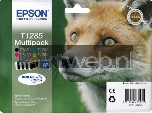Epson T1285 multipack zwart en kleur