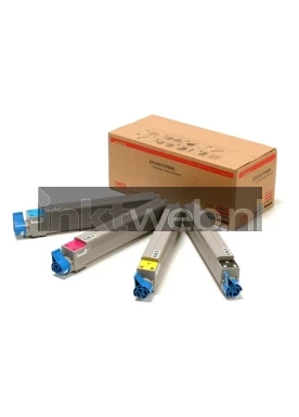 Oki C9600/C9650/C9800/C9850 toner multipack zwart en kleur Combined box and product