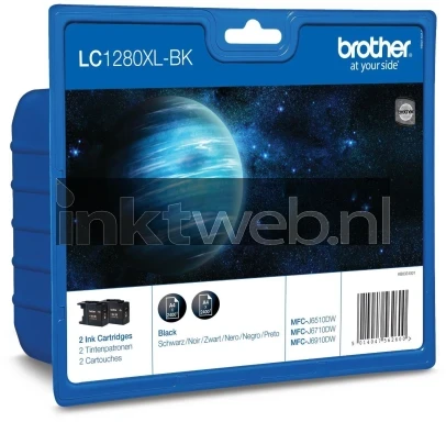 Brother LC-1280XLBK twinpack zwart