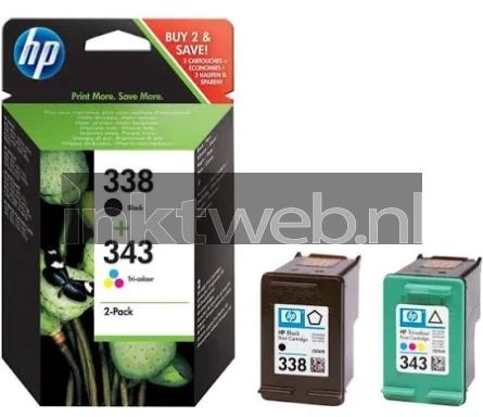 HP 338/343 (Opruiming 2 x 1-pack) zwart en kleur
