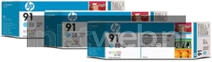 HP 91 3-pack licht cyaan (Origineel)