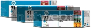 HP 91 3-pack cyaan (Origineel)