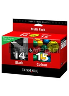 Lexmark 14 en 15 (Opruiming 2 x 1-pack (losse outlet) zwart en kleur