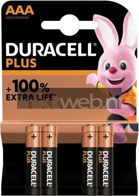 Duracell AAA Plus Power 100% 4-pack Combined box and product