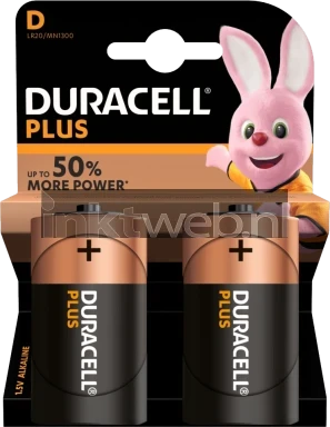 Duracell D Plus 100% 2-pack Front box