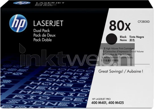HP 80X Duo-Pack (Opruiming 2 x 1-pack los) zwart