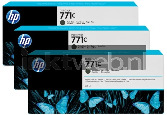 HP 771C 3-pack mat zwart Front box