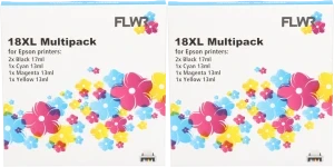 FLWR Epson 18XL Multipack (2 sets) zwart en kleur Front box