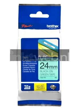 Brother TZE-751 zwart op groen breedte 24 mm