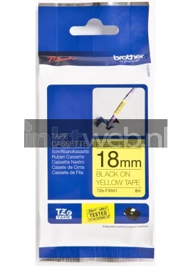 Brother TZE-FX641 tape zwart op geel breedte 18 mm