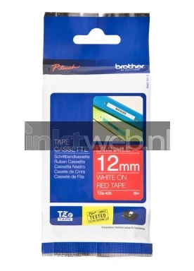 Brother TZE-435 wit op rood breedte 12 mm