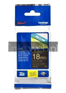 Brother TZE-344  op zwart breedte 18 mm