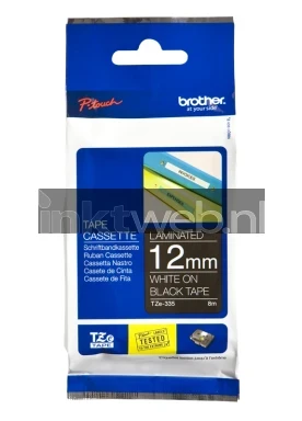 Brother TZE-335 wit op zwart breedte 12 mm