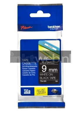 Brother TZE-325 wit op zwart breedte 9 mm