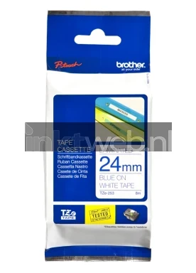 Brother TZE-253 blauw op wit breedte 24 mm