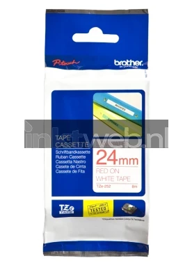 Brother TZE-252 rood op wit breedte 24 mm
