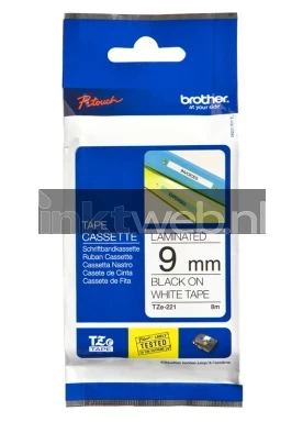 Brother TZE-221 zwart op wit breedte 9 mm