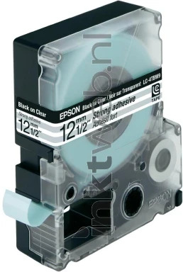 Epson LC-4TBW9 zwart op transparant breedte 12 mm