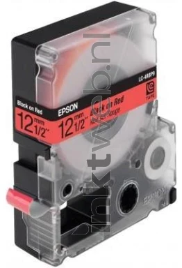 Epson LC-4RBP9 zwart op rood breedte 12 mm