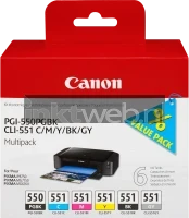 Canon CLI-551 6-pack (Transport schade) zwart en kleur