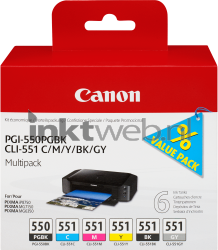 Canon CLI-551 6-pack zwart en kleur Front box