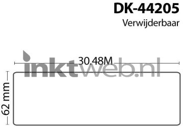 FLWR Brother  DK-44205  x 62 mm 30.48 m wit FLWR-DK-44205