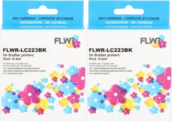 FLWR Brother LC-223BK 2-pack zwart Front box