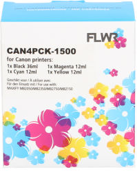FLWR Canon PGI-1500XL 4-pack zwart en kleur Front box