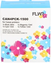 FLWR Canon PGI-1500XL 4-pack zwart en kleur Front box