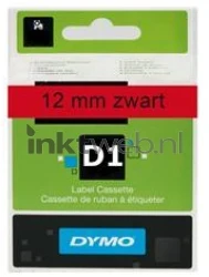 Dymo  D1 zwart op rood breedte 12 mm Front box