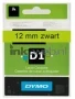 Dymo D1 zwart op groen 12mm zwart