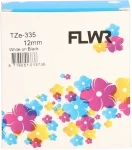 FLWR Brother  TZe-335 wit op zwart breedte 12 mm