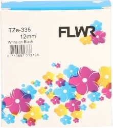 FLWR Brother  TZe-335 wit op zwart breedte 12 mm Front box