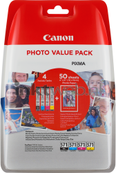 Canon CLI-571 4-pack en fotopapier zwart en kleur Front box