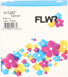 FLWR Dymo  12267 zwart op transparant breedte 12 mm Front box