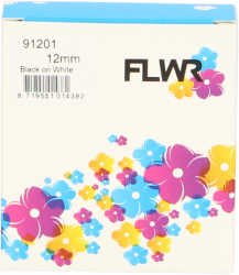 FLWR Dymo  91201 zwart op wit breedte 12 mm Front box