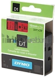 Dymo  D1 zwart op rood breedte 19 mm Front box