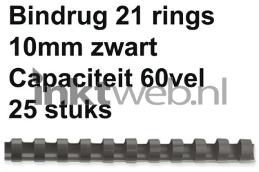 Fellowes Bindrug 10mm 21rings A4 25 stuks zwart Product only