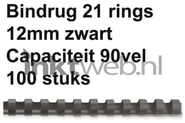 Fellowes Bindrug 12mm 21rings A4 100 stuks zwart Product only