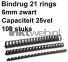 Fellowes Bindrug 6mm 21rings A4 100 stuks zwart