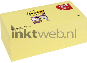 3M Post-it 654 76x76mm 12 pack geel Combined box and product