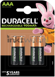 Duracell AAA Rechargeable Stay Charged, 900 mAh 4 stuks Combined box and product