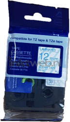 Huismerk Brother  TZE-133 blauw op transparant breedte 12 mm Product only