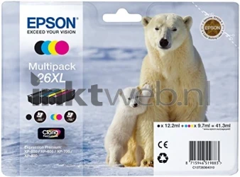 Epson 26XL zwart en kleur Front box