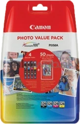 Canon CLI-526 4-pack met fotopapier zwart en kleur Front box