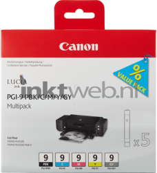 Canon PGI-9 Multipack PBK, C, M, Y, GY zwart en kleur Front box