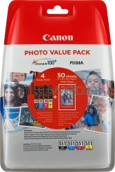 Canon CLI-551 Multipack met fotopapier zwart en kleur Front box